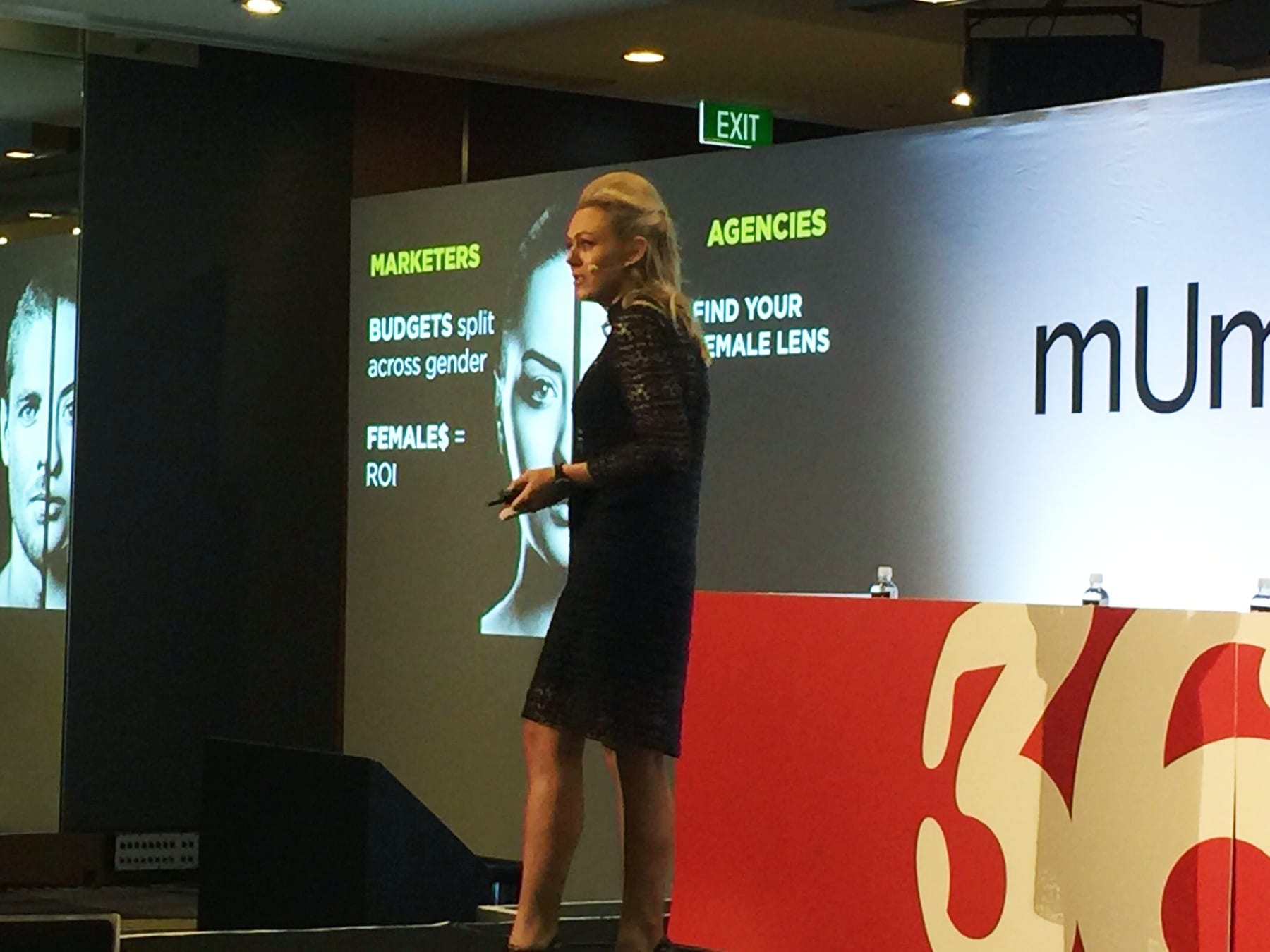 Bec Brideson speaking at Mumbrella 360.