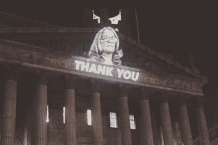 Supreme Court building. Image projected