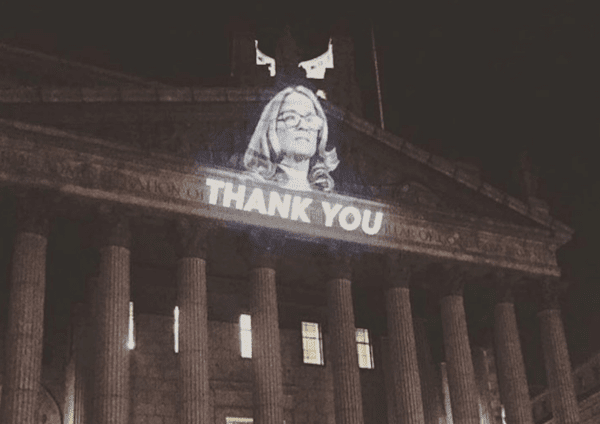 Supreme Court building. Image projected