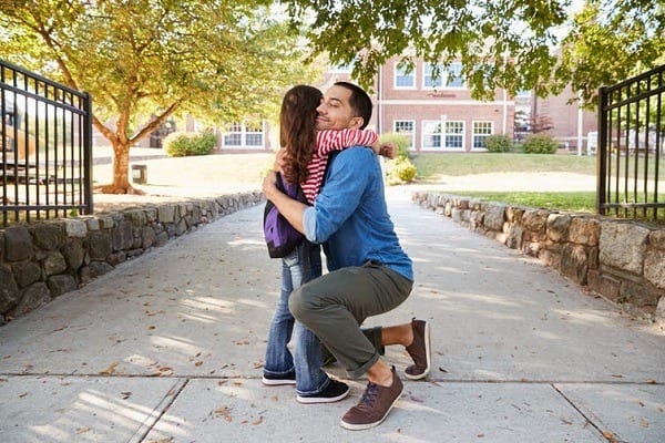 father and child at school