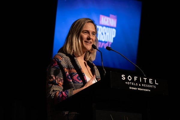 Christina Hobbs at the 2019 Women's Agenda Leadership Awards, where she won the Emerging Entrepreneur of the Year category