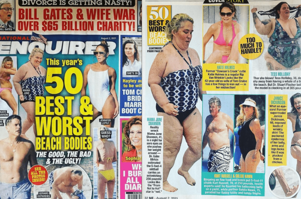 50 Worst beach bodies' was an actual headline in 2021