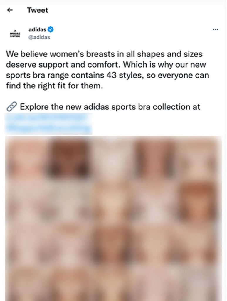 Adidas sports bra adverts showing bare breasts banned by