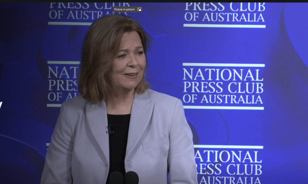 Michele O'Neil at the National Press Club speaking on the need for an Energy Transition Authority