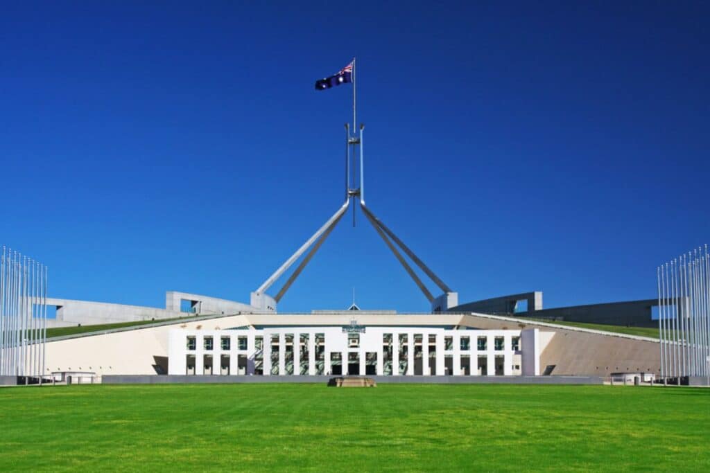 Parliament House in Canberra, ACT, Australia.