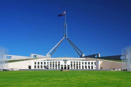 Parliament House in Canberra, ACT, Australia.