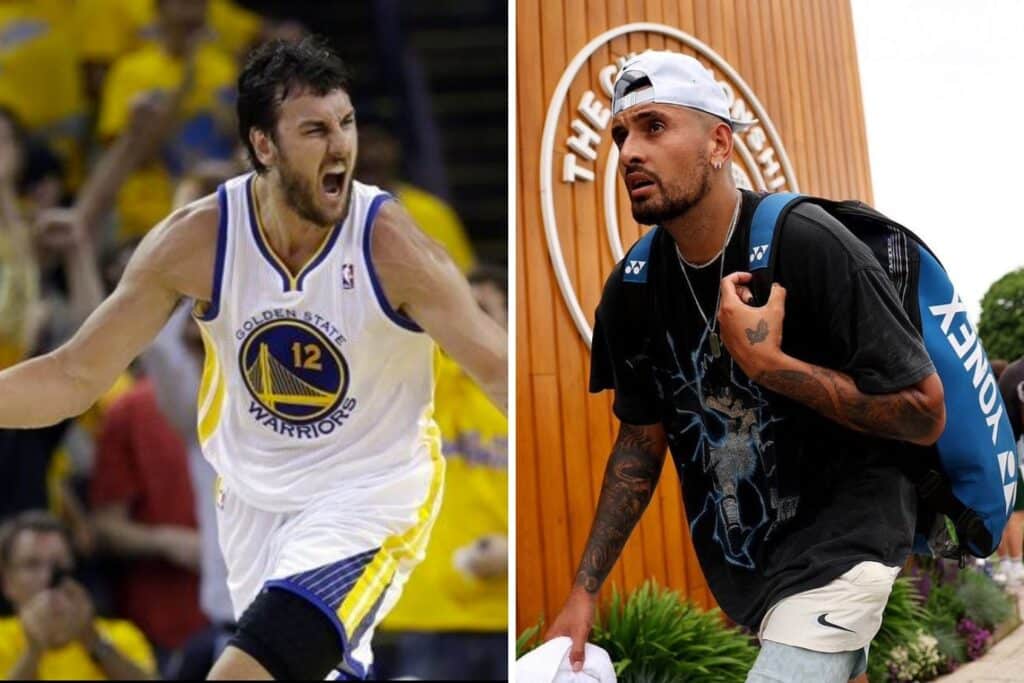 Andrew Bogut (left) and Nick Kyrgios (right)