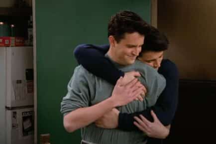 Joey Tribbiani hugging Chandler Bing in Friends.
