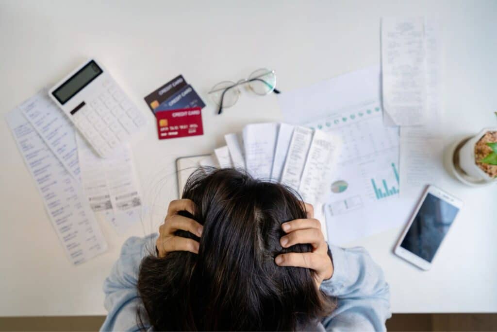 Woman in financial stress