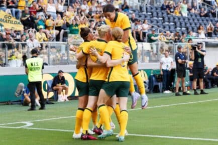 Matildas celebrating