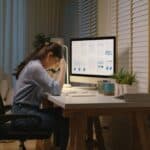 Woman struggling at work