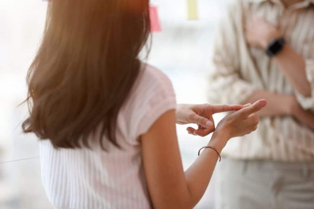 Stock image: employee complaining to employer