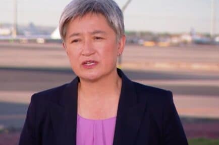 Penny Wong at Adelaide airport