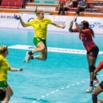 Sally Potocki playing handball for Australia