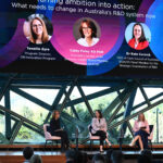 Exploring the future of Australia's R&D system: Cathy Foley AO PSM and Dr Kate Cornick in conversation during the keynote fireside chat, Turning Ambition into Action, at CSIRO's ON Translate event in Melbourne, June 2026. Hosted by the ON Innovation Program, the flagship event convened more than 400 delegates from across Australia's research translation and innovation ecosystem to strengthen collaboration and accelerate research translation.